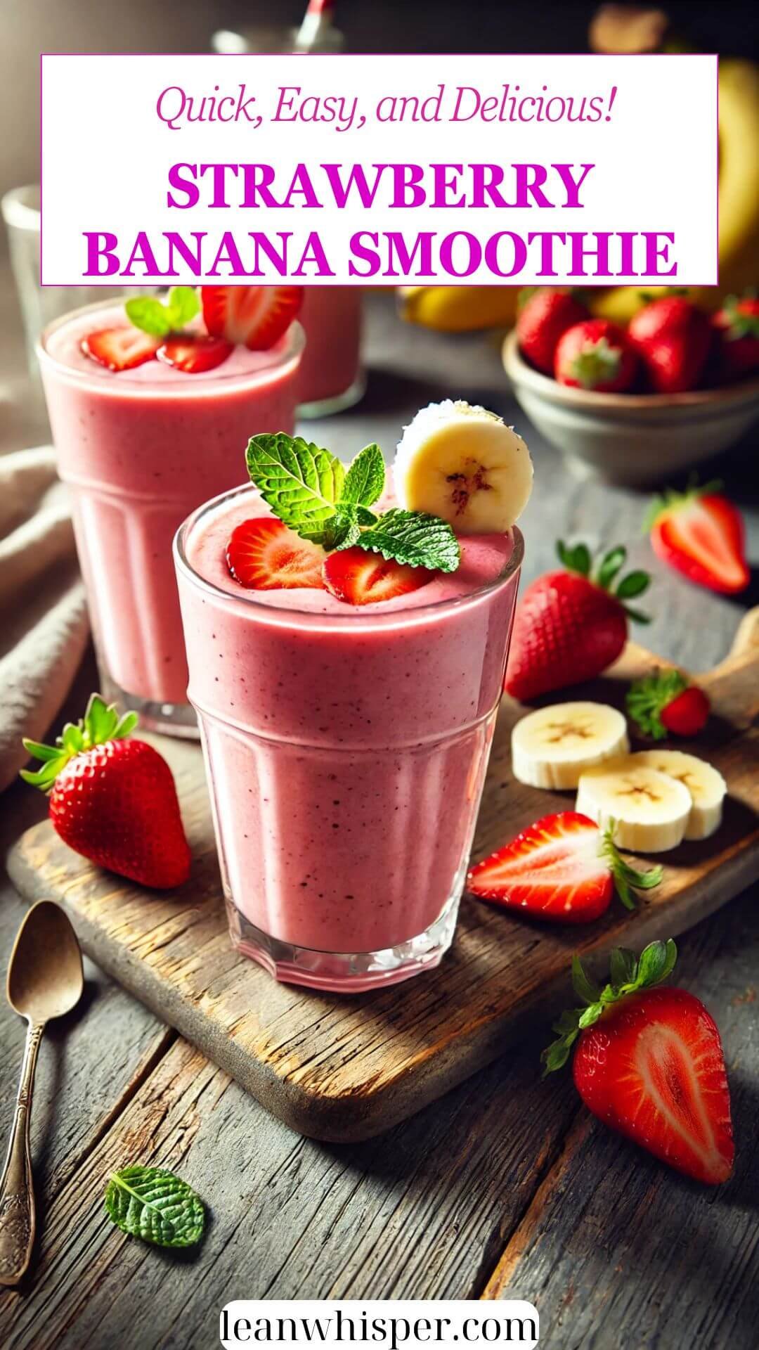 Enjoy the best of fruity flavors with this Strawberry Banana Smoothie Recipe! Simple, refreshing, and ideal for weight watchers or anyone seeking a healthy treat. #StrawberryBananaSmoothie #WeightWatchersSmoothies #QuickBreakfast