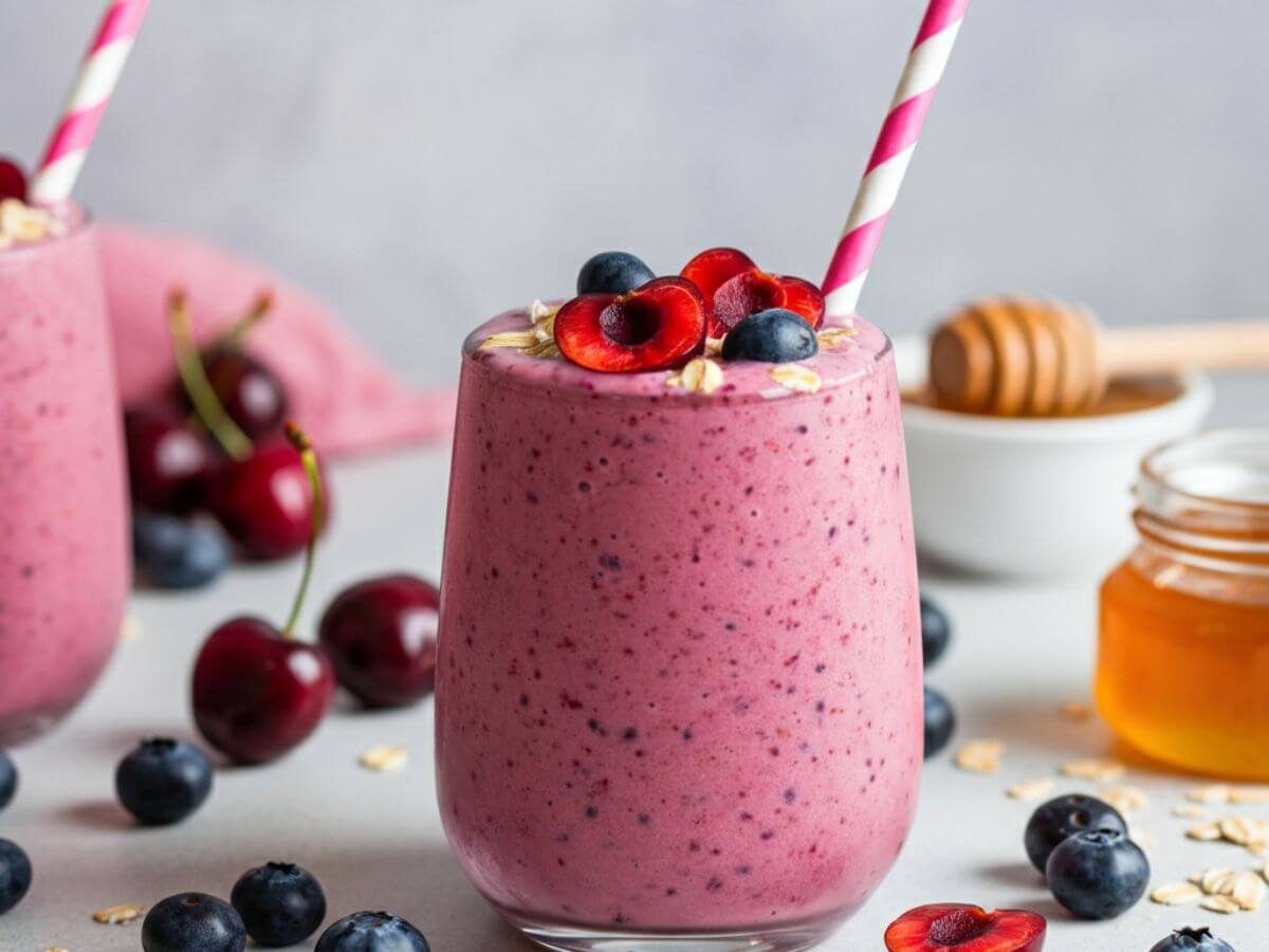 Cherry-Berry Oatmeal Smoothie for Weight Loss