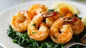 Garlic Butter Shrimp with Lemon and Spinach