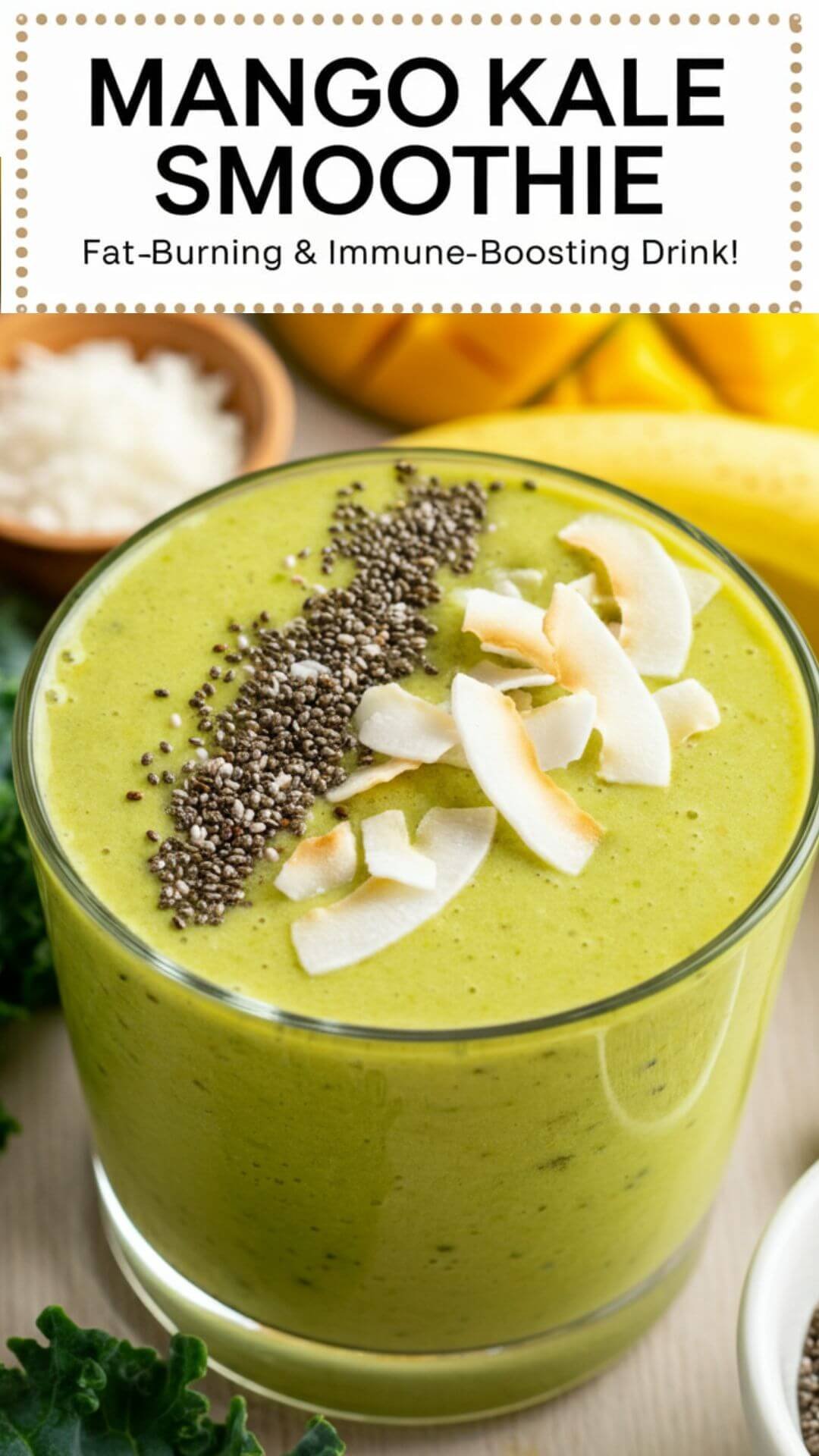 This mango kale smoothie recipe is loaded with superfoods, fiber, and natural sweetness!  It’s a detox-friendly drink that helps boost energy, digestion, and weight loss. Perfect for mornings or post-workout! Try it today! 
