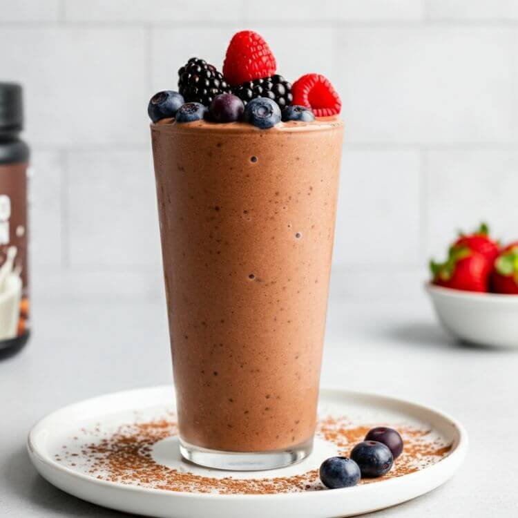 Dark Chocolate Berry Protein Smoothie