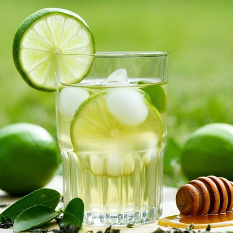 Green tea + honey + a splash of lime