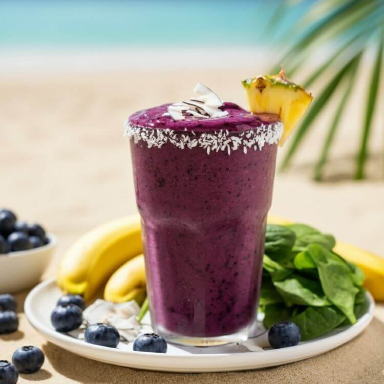 Tropical Blueberry Coconut Smoothie
