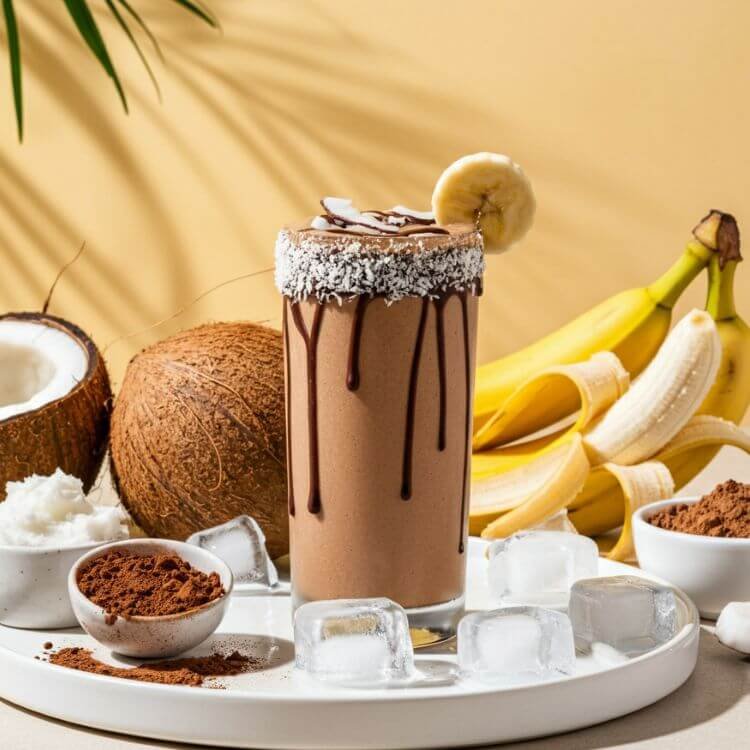 Chocolate Banana Coconut Protein Smoothie