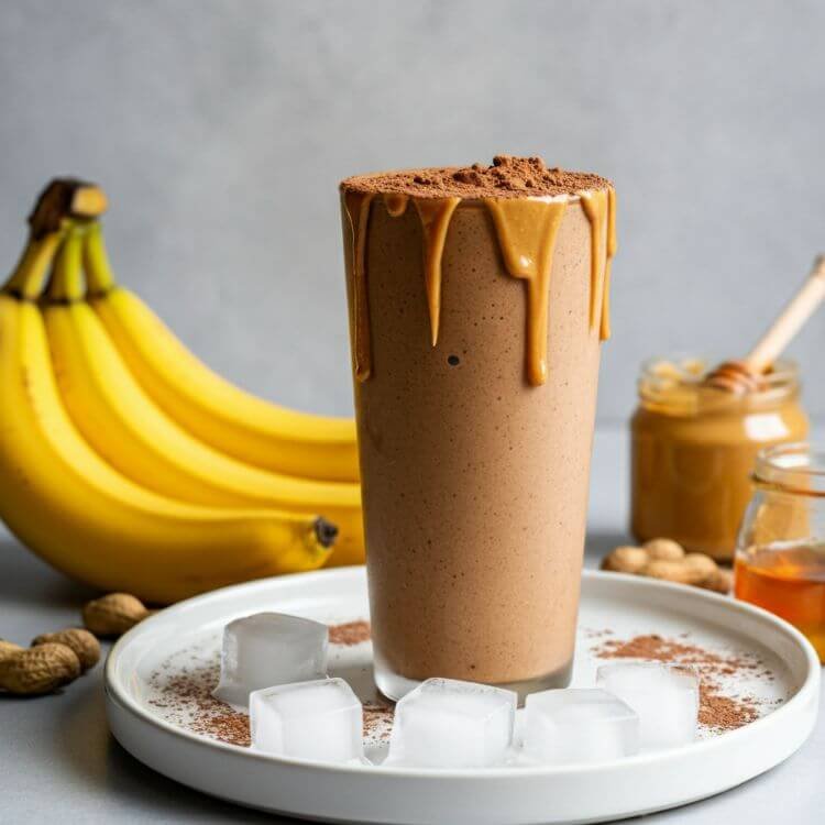 Chocolate Peanut Butter Banana Protein Smoothie