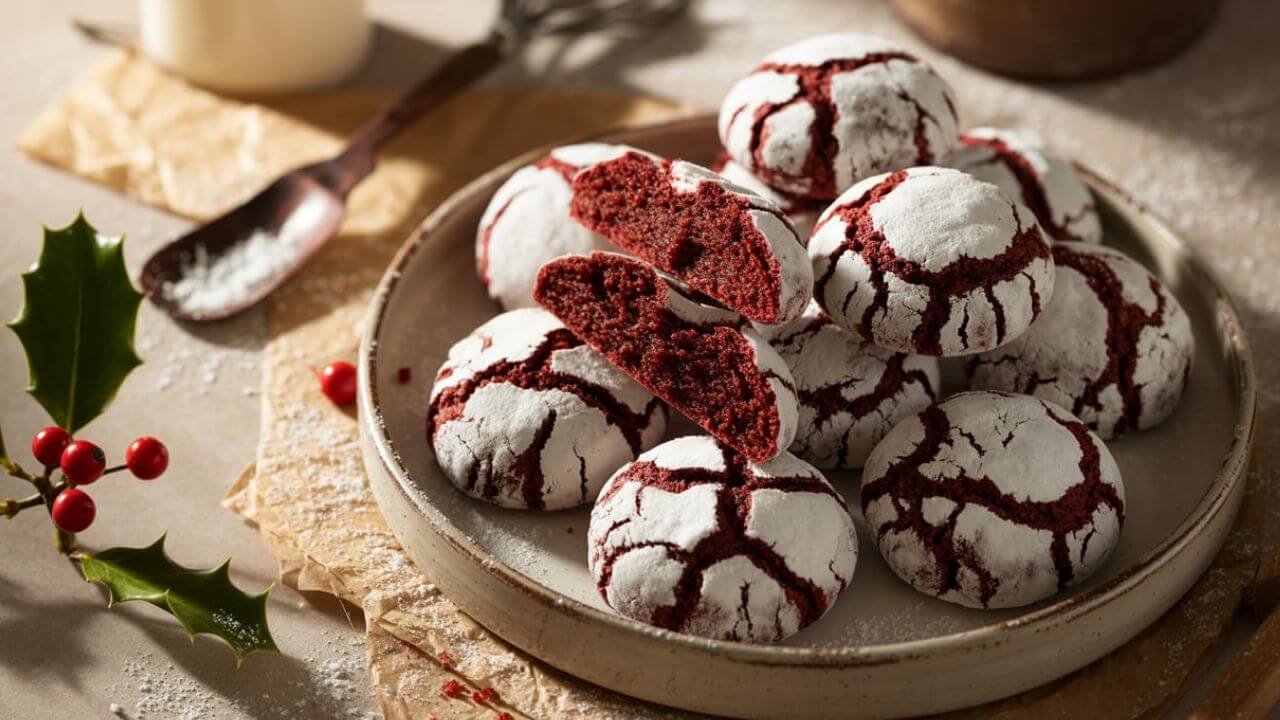 Red Velvet Crinkle Cookies